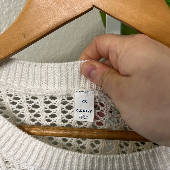 🤍 Old Navy White Open Knit Slouchy Sweater Plus Size 2X | 100% Cotton - Picture 4 of 7
